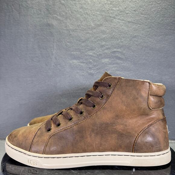 UGG Gradie High Top Sneaker Brown Leather Comfort Shoe Women’s Size 8.5 US
